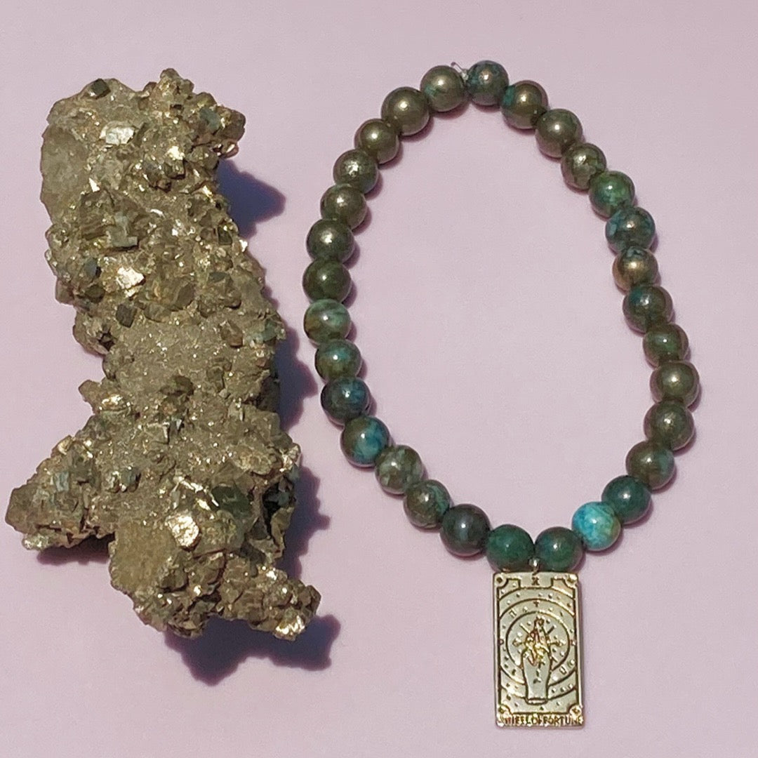 The Wheel of Fortune w. Aqua Blue Pyrite